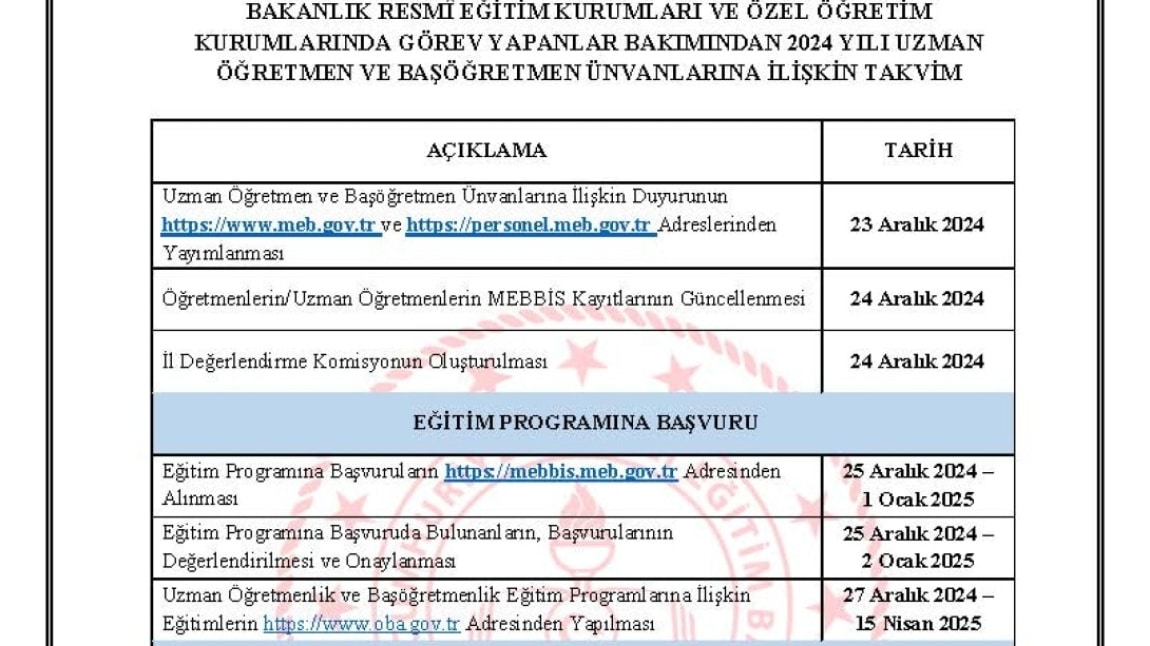 MEB Kariyer basamakları ünvan  klavuzu yayınlandı